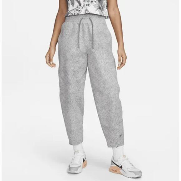 Nike Loose Fit High Rise Forward Pants Drawstring Knit Gray Womens Medium NWT - Picture 1 of 11